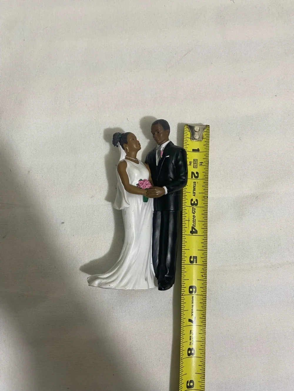 African American Wedding Cake Topper Bride Groom Figurine Black Couple 6”